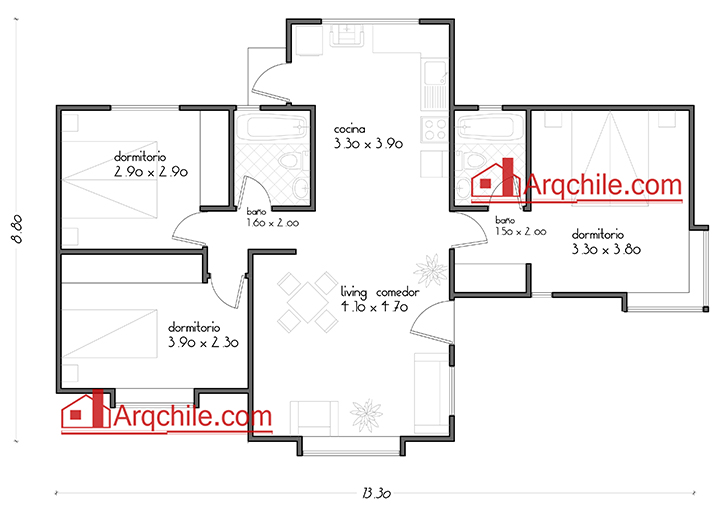 Casa Curico 2 Mediterranea. 80 m2